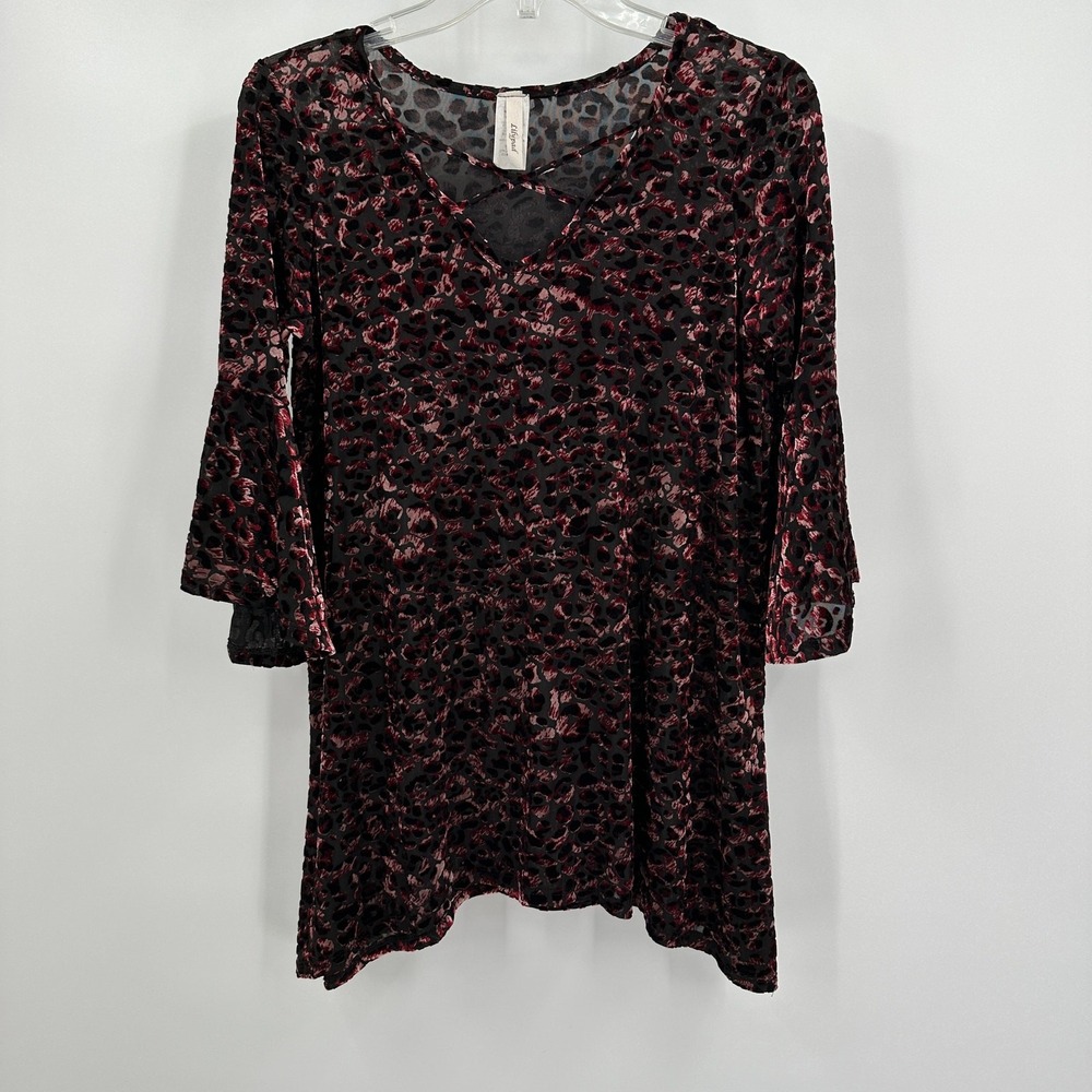 Womens Whimsigoth Burnout Velvet Top Size S Animal Print Gothic‎ Edgy Moody